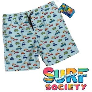 Surf Society Men’s Size Large Retro Cars Swim Trunks Board Shorts
